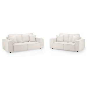 Maria Fabric 3+2 Seater Sofa Set In Cream