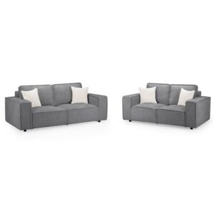 Maria Fabric 3+2 Seater Sofa Set In Slate