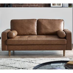 Hobbs Faux Leather 3 Seater Sofa In Brown