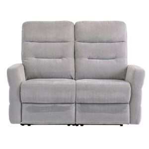 Mila Fabric Electric Recliner 2 Seater Sofa In Silver Grey