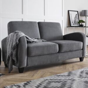 Varali Fabric 3 Seater Sofa With Black Legs In Dusk Grey