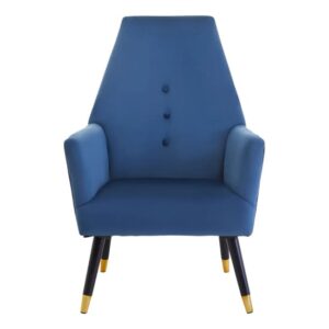 Lagos Velvet Button Detail Armchair In Midnight Blue