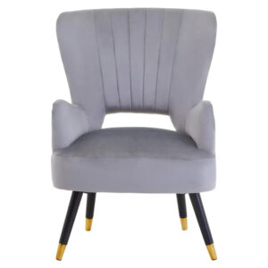 Lagos Velvet Cut Out Back Armchair In Grey