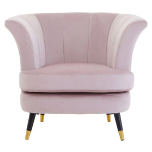 Lagos Velvet Scalloped Armchair In Dusky Pink