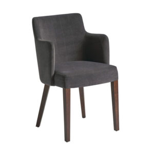 Lergs Curved Back Velvet Armchair In Nordic Dark Grey