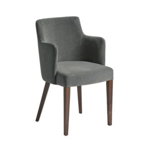 Lergs Curved Back Velvet Armchair In Nordic Mid Grey