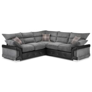 Logion Fabric Large Corner Sofa In Black And Grey