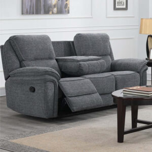 Brela Manual Recliner Fabric 3 Seater Sofa In Dark Grey