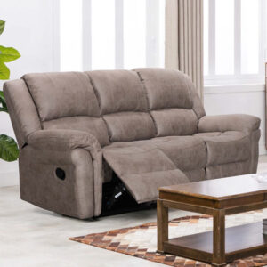 Girona Manual Recliner Fabric 3 Seater Sofa In Taupe