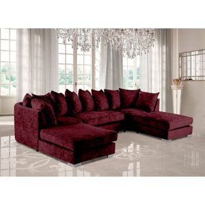 Boise U-Shape Chenille Fabric Corner Sofa In Mulberry