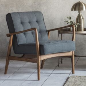 Hombre Leather Armchair With Oak Frame In Dark Grey