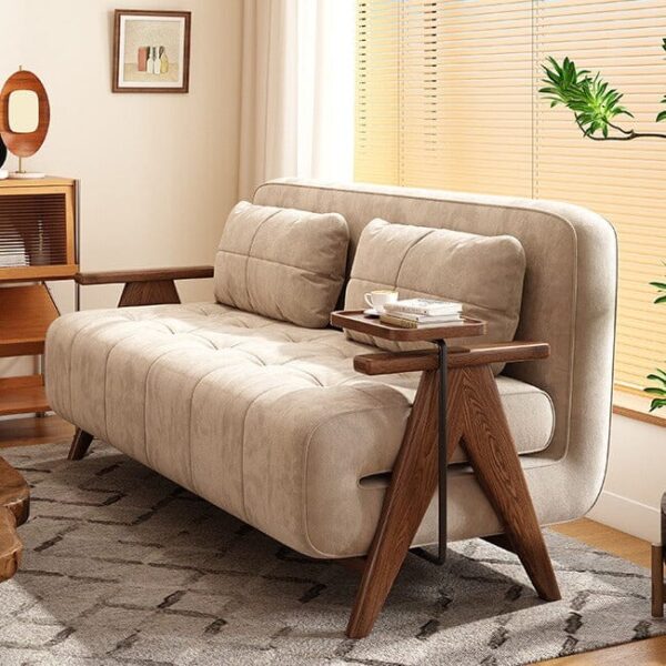 Cottonfy Foldable Matte Fabric Solid Wood 3 Mode Sofa Bed