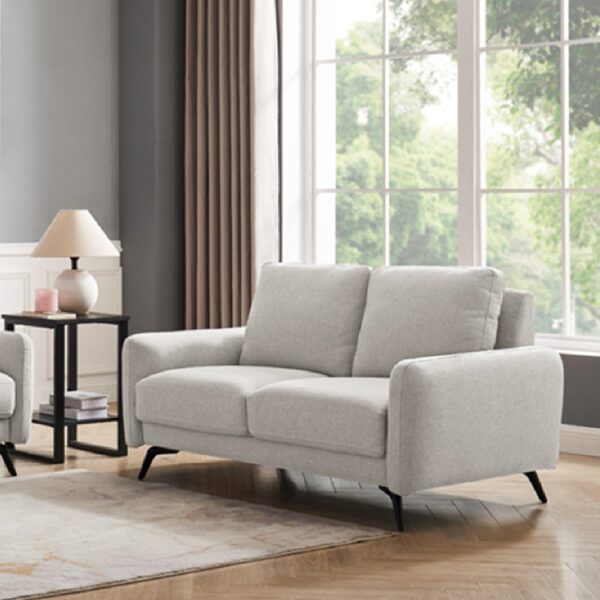 Belfast Fabric 2 Seater Sofa With Black Legs In Oatmeal