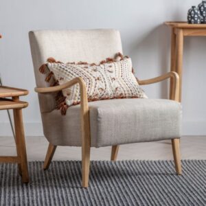 Chedworth Fabric Armchair With Wooden Frame In Natural