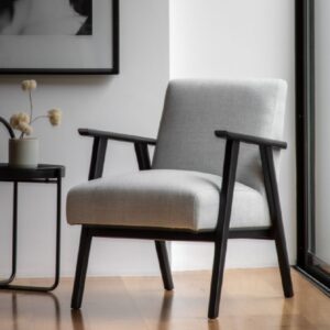 Neelan Fibre Armchair With Wooden Legs In Stone