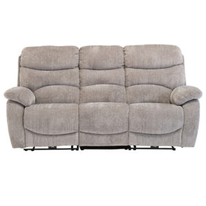 Toccoa Fabric Electric Recliner 3 Seater Sofa In Light Grey