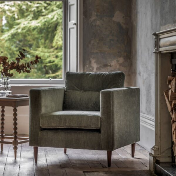 Wantagh Fabric Armchair With Oak Legs In Forest