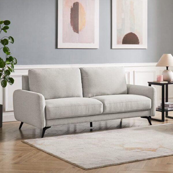 Beloit Fabric 3 Seater Sofa With Black Legs In Oatmeal