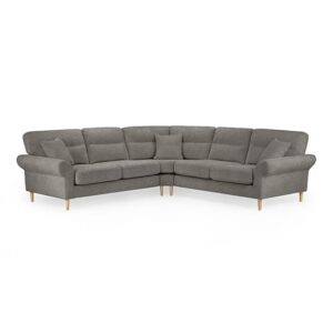 Fairfax Large Fabric Corner Sofa In Mocha With Oak Wooden Legs