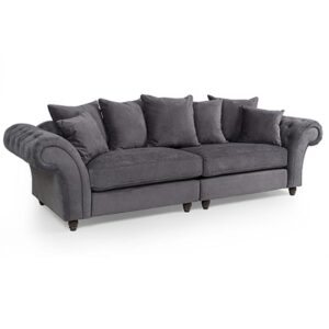 Haimi Fabric Sofa 3 Seater Sofa With Wooden Legs In Grey