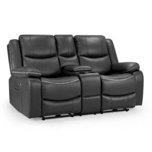 Harris Faux Leather Electric Recliner 2 Seater Sofa In Black