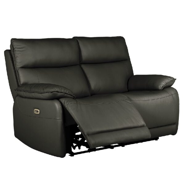 Laramie Leather 2 Seater Recliner Sofa In Dark Grey