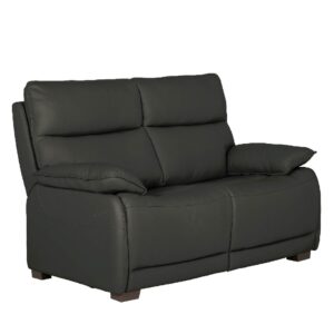 Laramie Leather 2 Seater Sofa With Oak Legs In Dark Grey