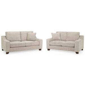 Nazra Fabric 3+2 Seater Sofa Set In Stone