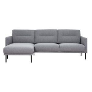 Nexa Fabric Left Handed Corner Sofa With Black Legs In Grey