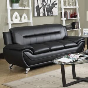 Loveland Faux Leather 3 Seater Sofa Black