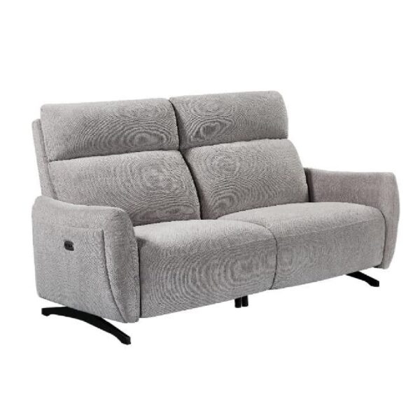 Revere Fabric Electric Recliner 3 Seater Sofa In Natural